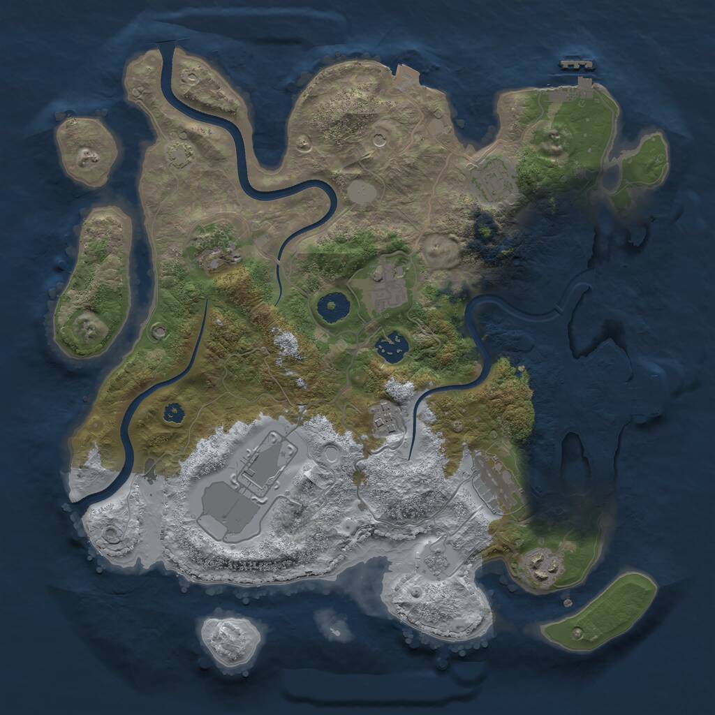 Rust Map: Procedural Map, Size: 3500, Seed: 1136839, 14 Monuments