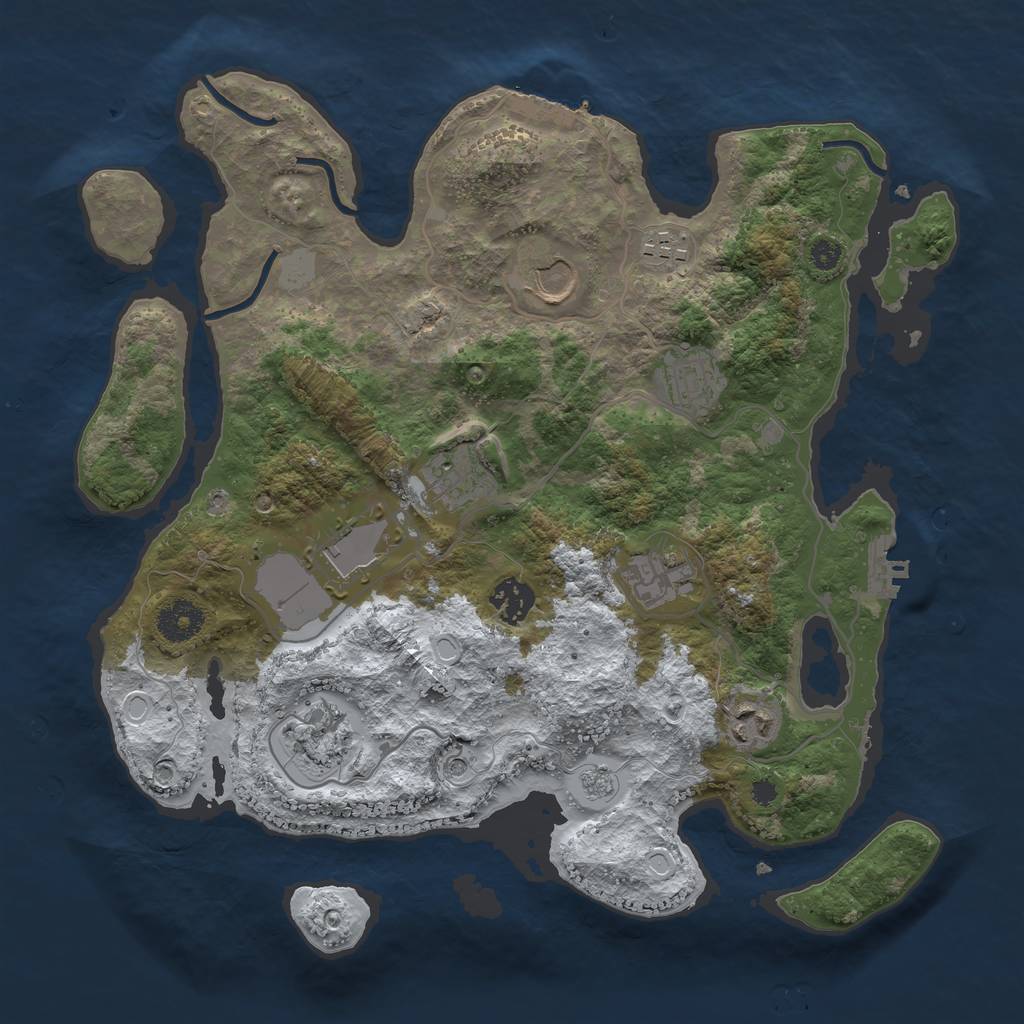 Rust Map: Procedural Map, Size: 3500, Seed: 1136839, 18 Monuments
