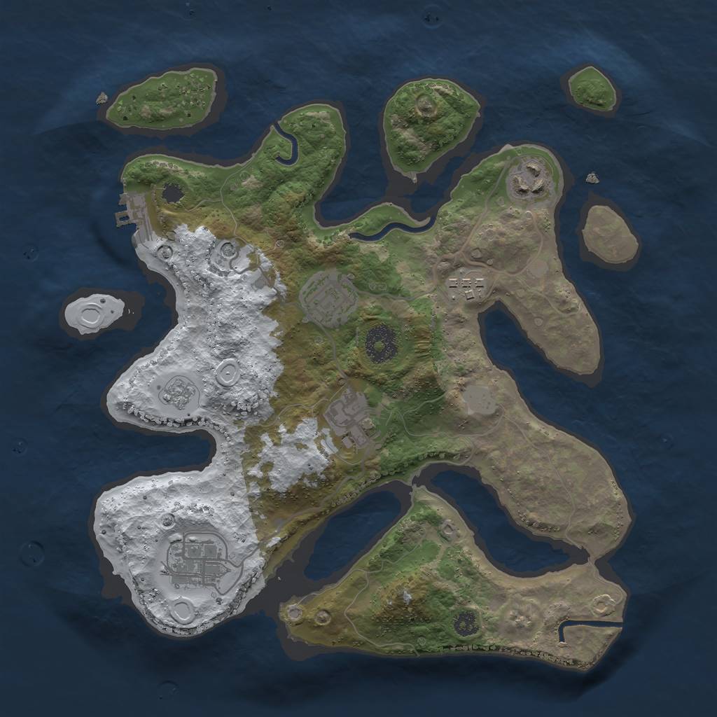 Rust Map: Procedural Map, Size: 3000, Seed: 1132040778, 13 Monuments