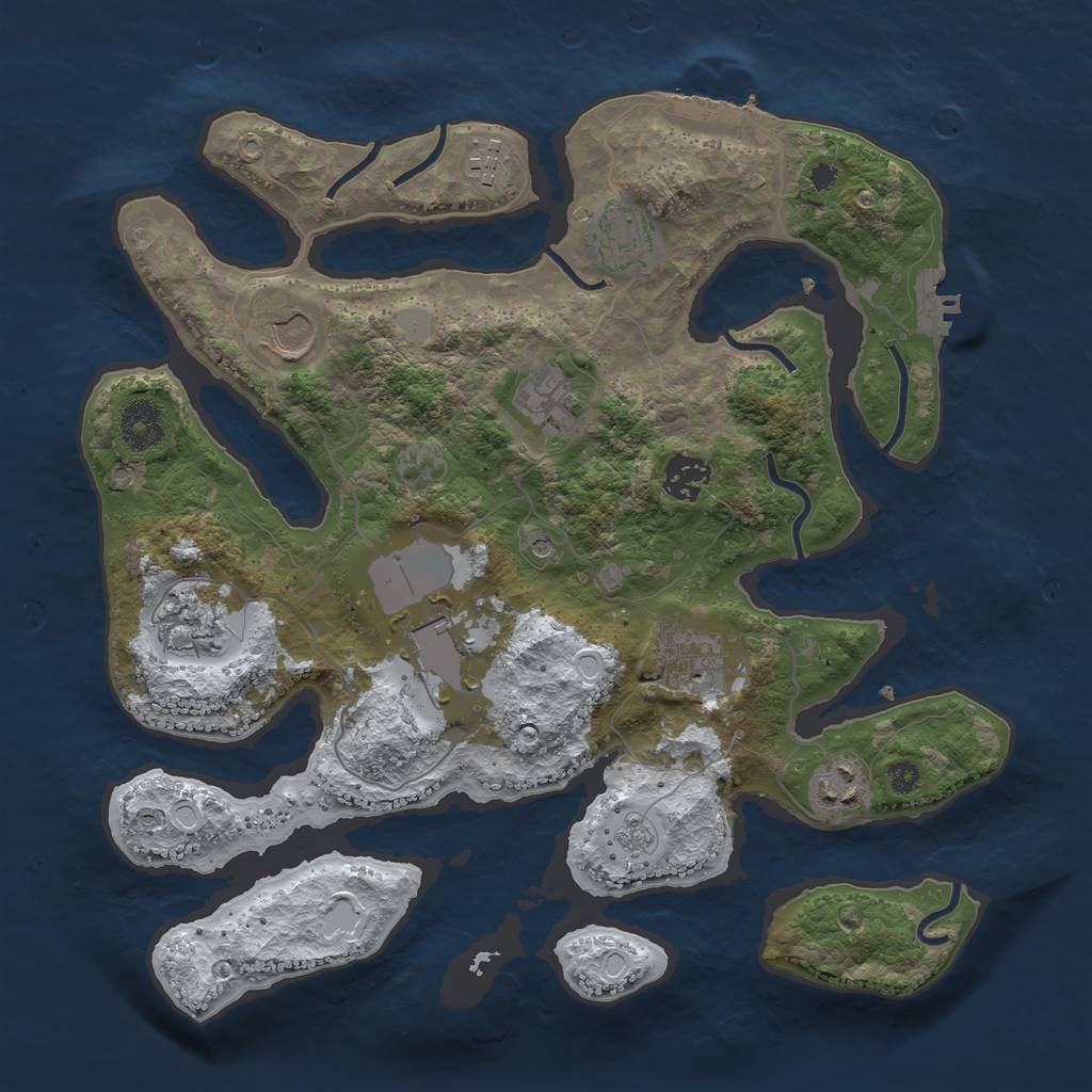 Rust Map: Procedural Map, Size: 3500, Seed: 4944202, 18 Monuments