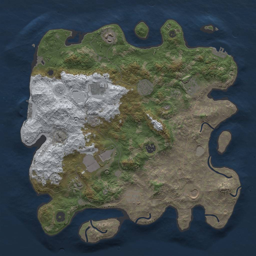 Rust Map: Procedural Map, Size: 3850, Seed: 1190588839, 19 Monuments