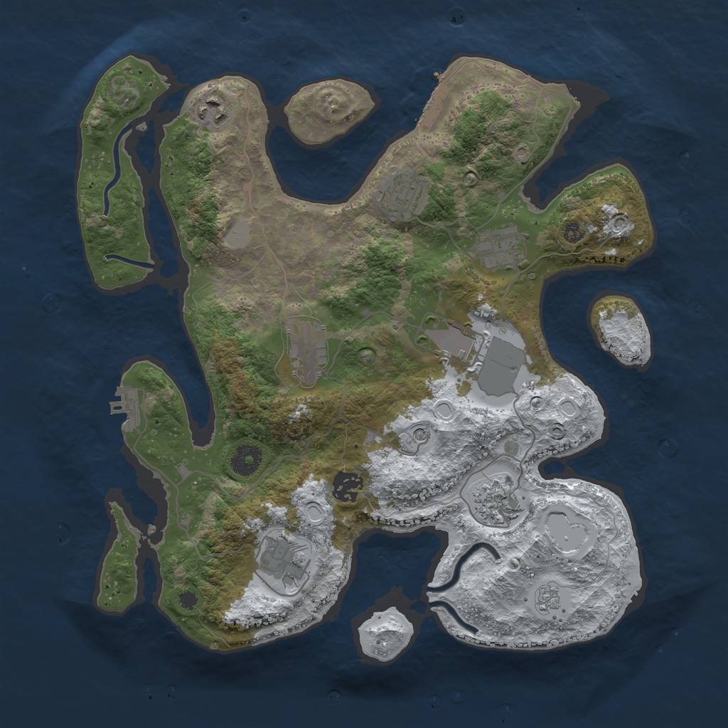 Rust Map: Procedural Map, Size: 3500, Seed: 3005014, 17 Monuments
