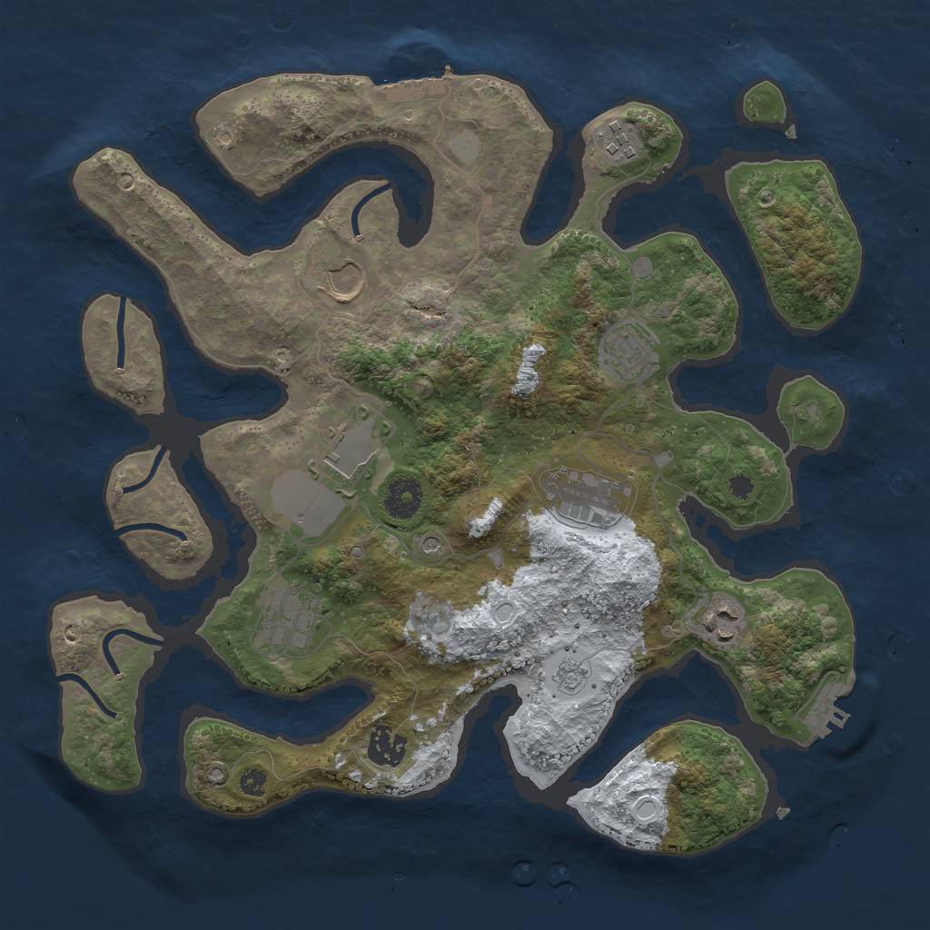Rust Map: Procedural Map, Size: 3500, Seed: 2978761, 17 Monuments