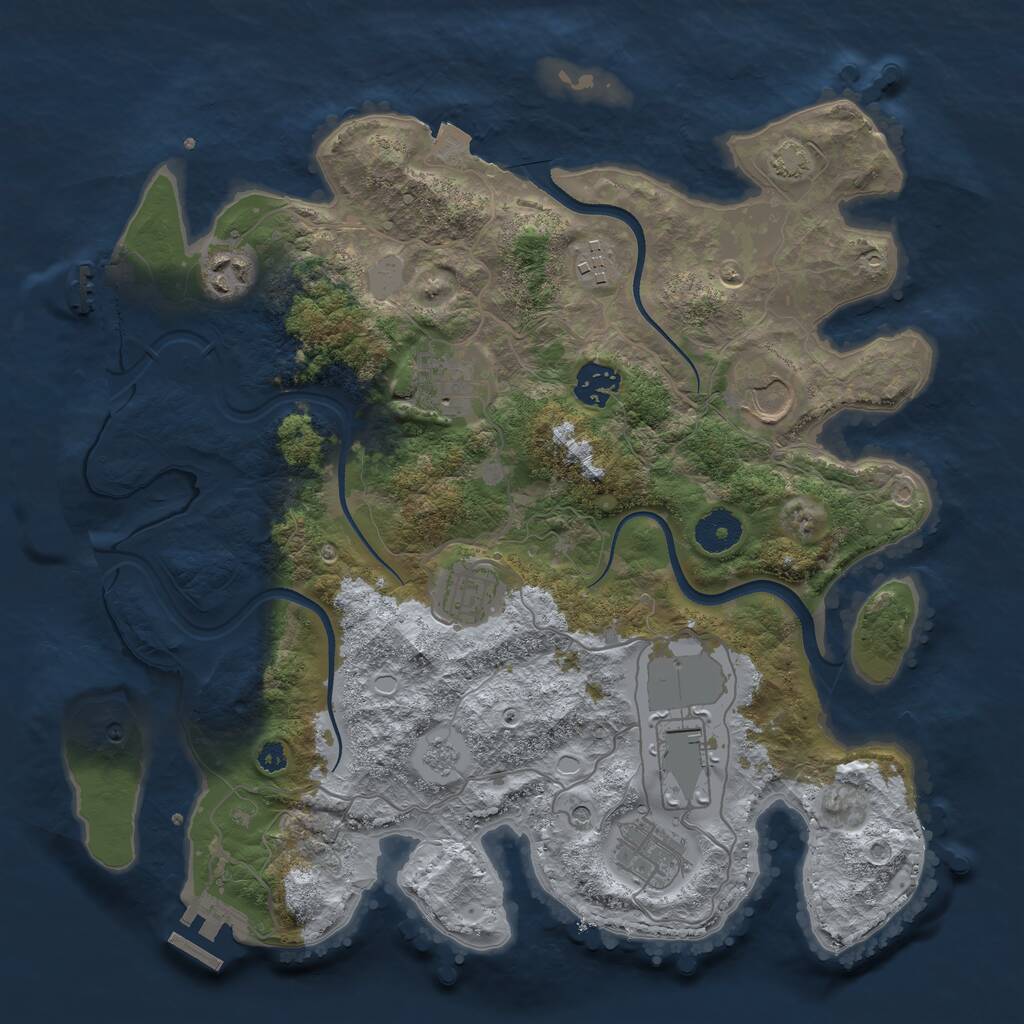 Rust Map: Procedural Map, Size: 3500, Seed: 6274353, 14 Monuments