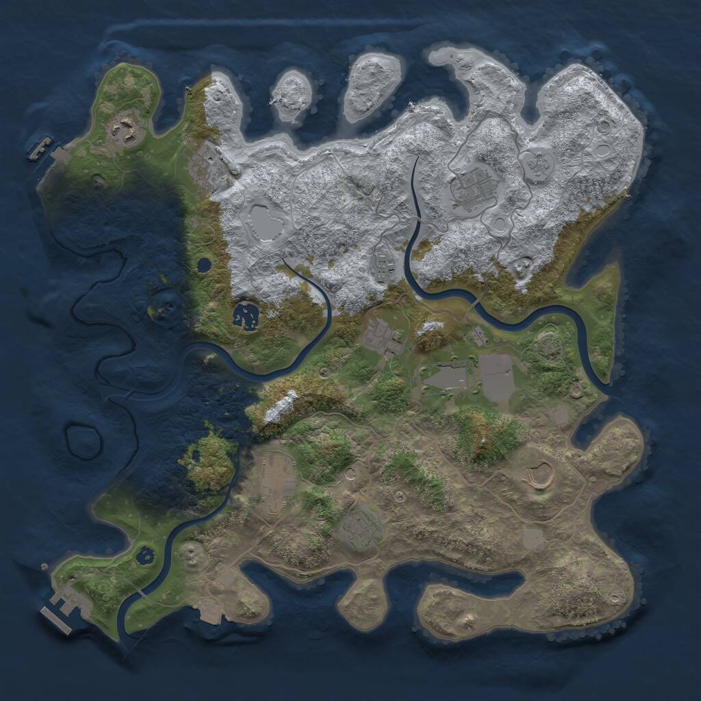 Rust Map: Procedural Map, Size: 3850, Seed: 1642501685, 16 Monuments