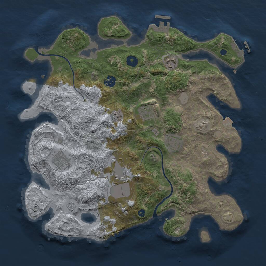 Rust Map: Procedural Map, Size: 3500, Seed: 2536920, 13 Monuments