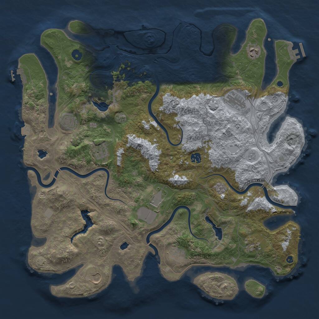 Rust Map: Procedural Map, Size: 4500, Seed: 4194283, 16 Monuments