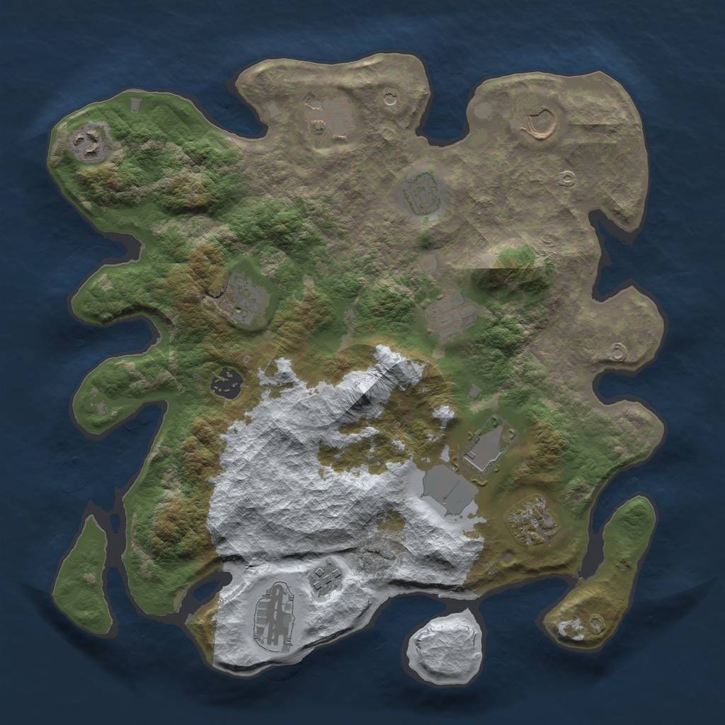 Rust Map: Barren, Size: 3600, Seed: 2042, 14 Monuments