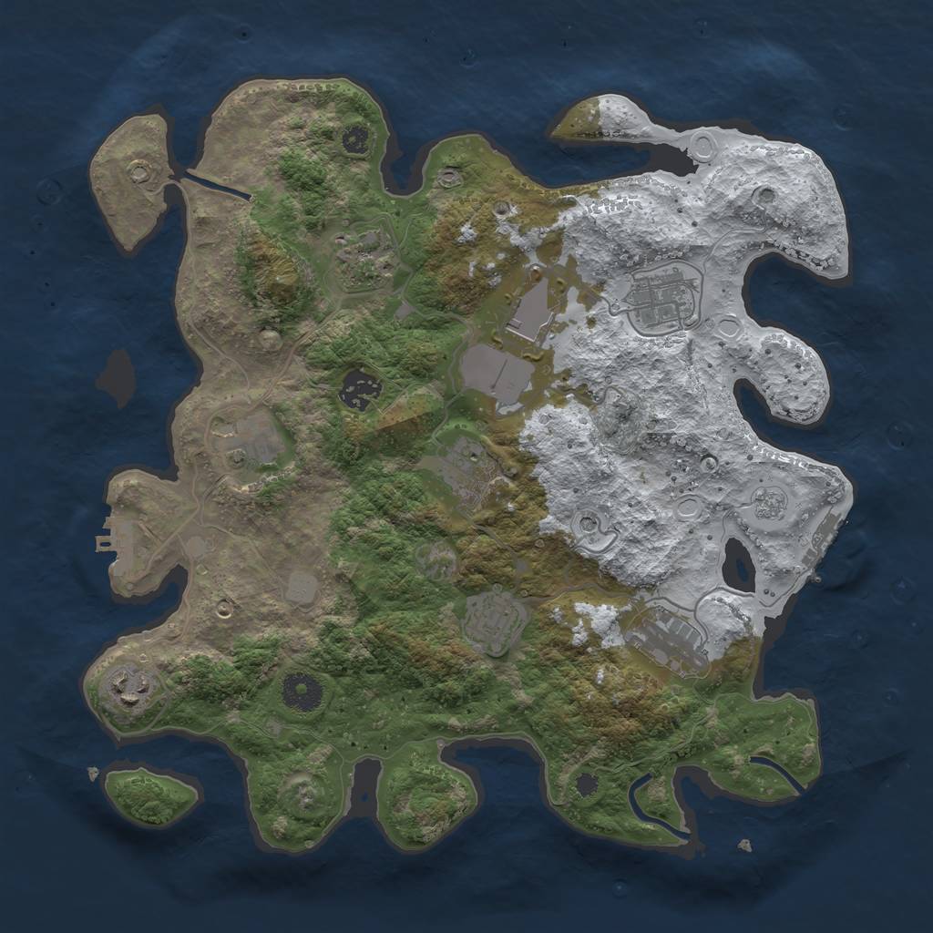 Rust Map: Procedural Map, Size: 3500, Seed: 3592184, 18 Monuments