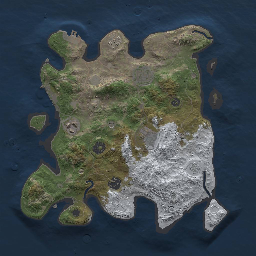 Rust Map: Procedural Map, Size: 3000, Seed: 523142, 14 Monuments