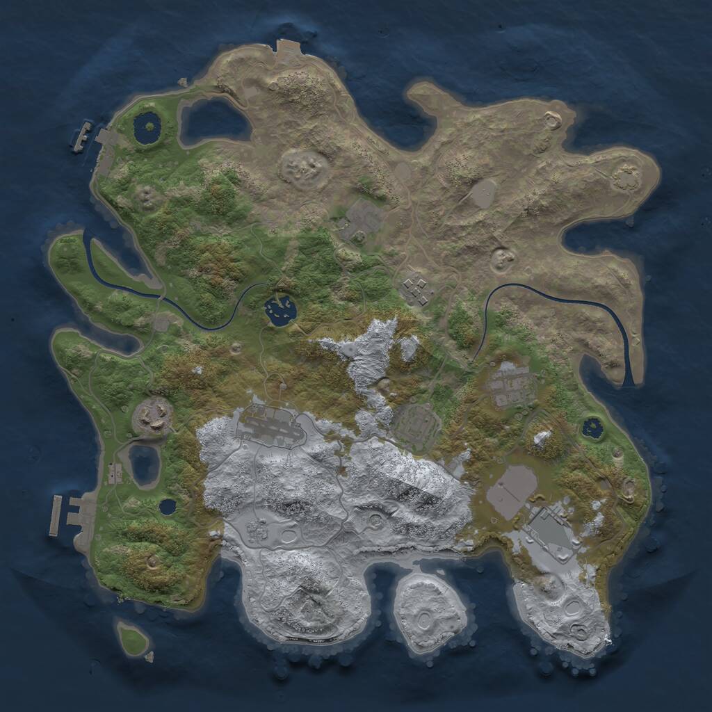 Rust Map: Procedural Map, Size: 3500, Seed: 4621, 14 Monuments