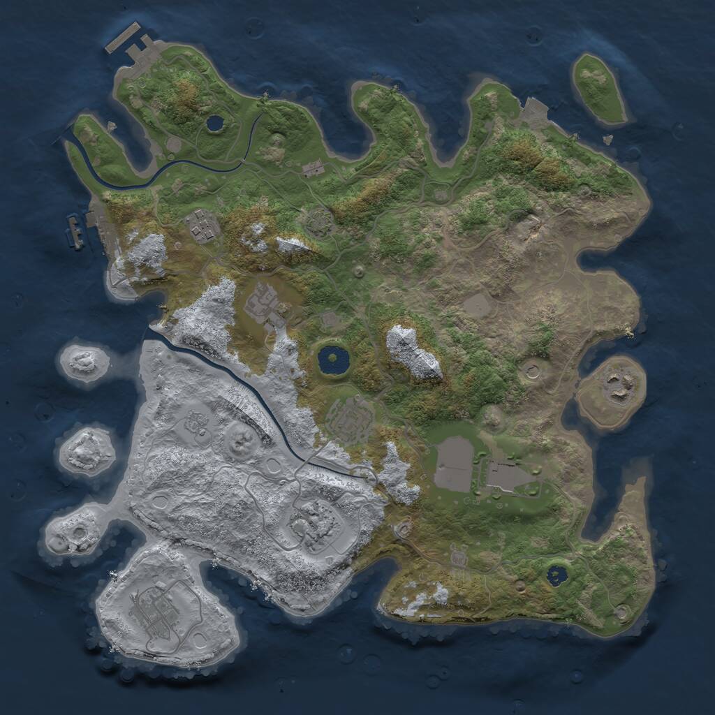 Rust Map: Procedural Map, Size: 3500, Seed: 192213073, 13 Monuments