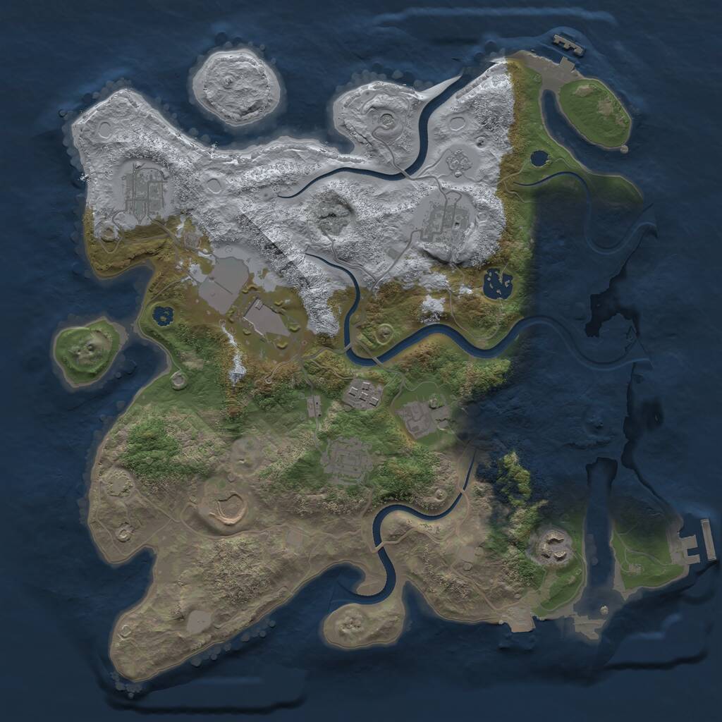 Rust Map: Procedural Map, Size: 3500, Seed: 437303, 15 Monuments
