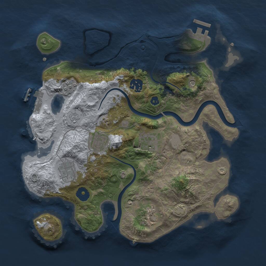 Rust Map: Procedural Map, Size: 3000, Seed: 1454316391, 12 Monuments