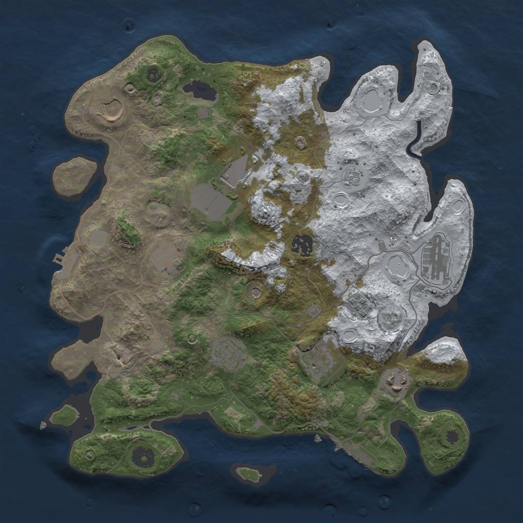 Rust Map: Procedural Map, Size: 3500, Seed: 1150579, 18 Monuments