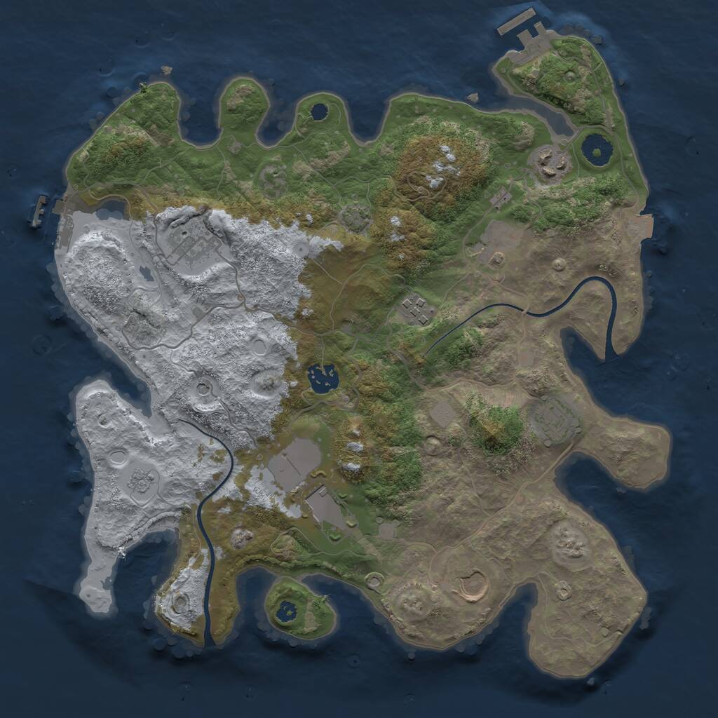 Rust Map: Procedural Map, Size: 3500, Seed: 4790965, 14 Monuments