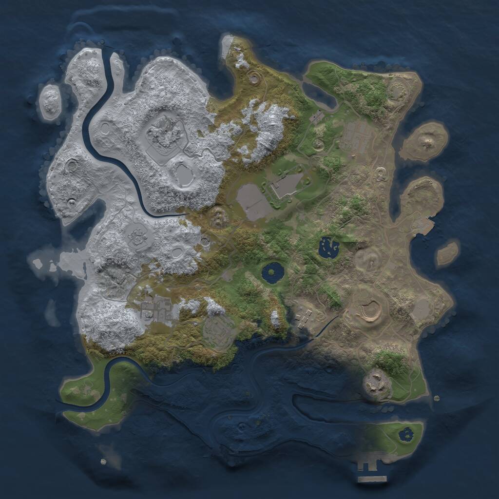 Rust Map: Procedural Map, Size: 3500, Seed: 511529, 14 Monuments