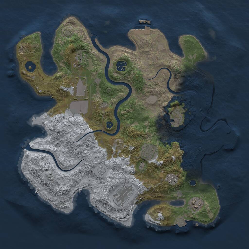 Rust Map: Procedural Map, Size: 3500, Seed: 8658, 14 Monuments