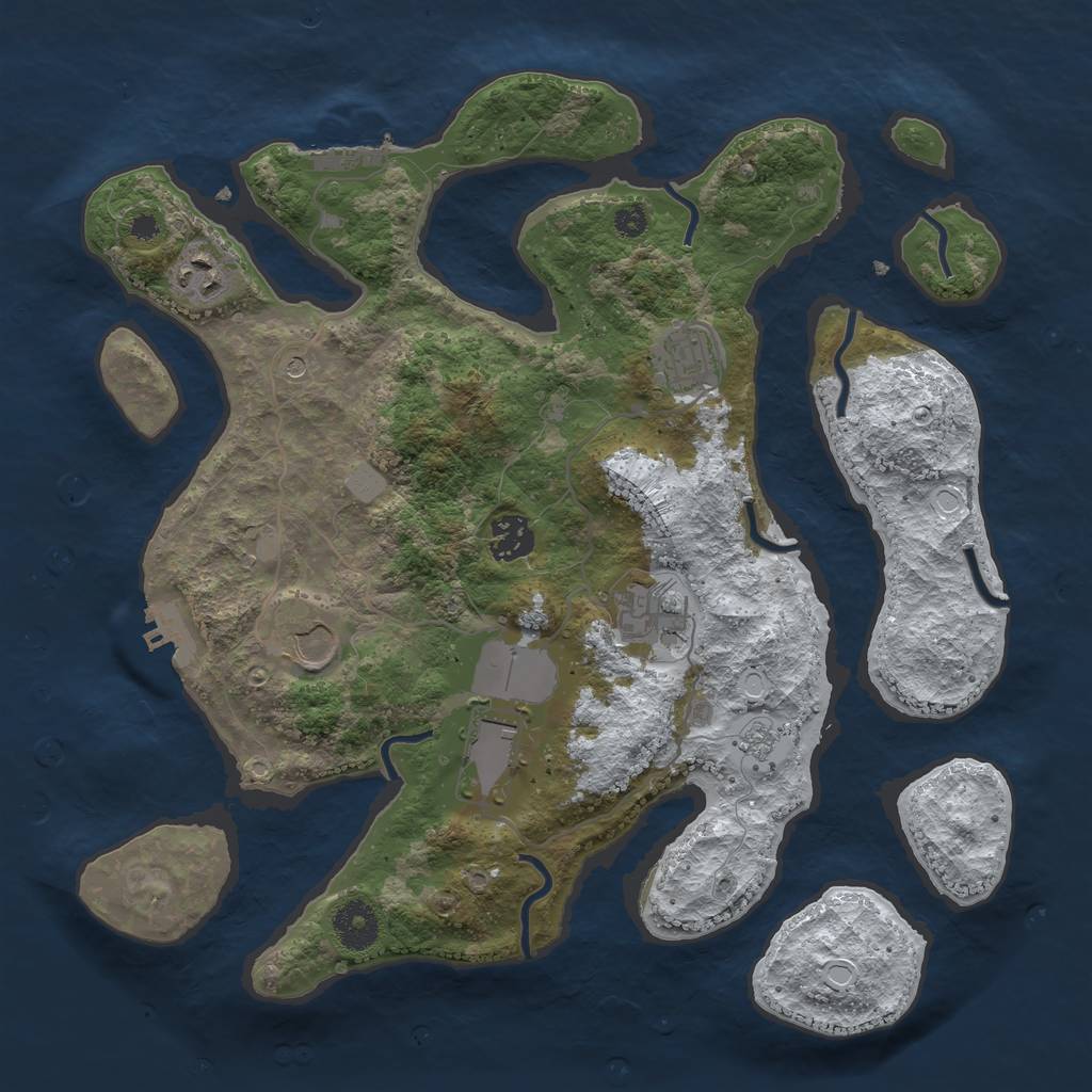 Rust Map: Procedural Map, Size: 3500, Seed: 714511, 15 Monuments