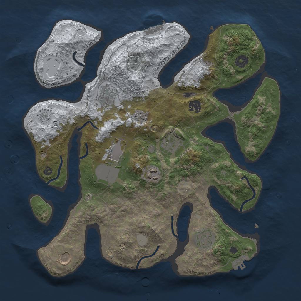 Rust Map: Procedural Map, Size: 3500, Seed: 1133643, 17 Monuments