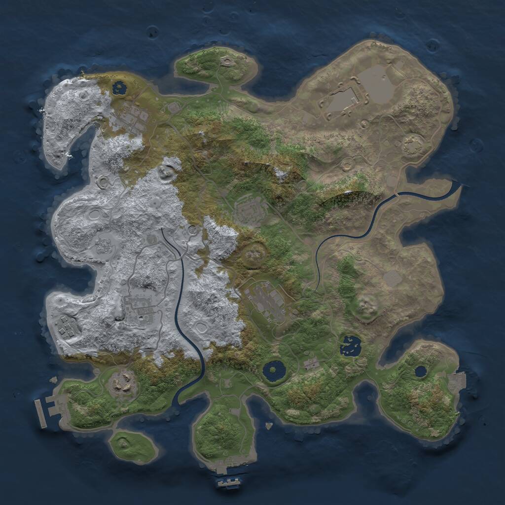 Rust Map: Procedural Map, Size: 3500, Seed: 1200457, 14 Monuments