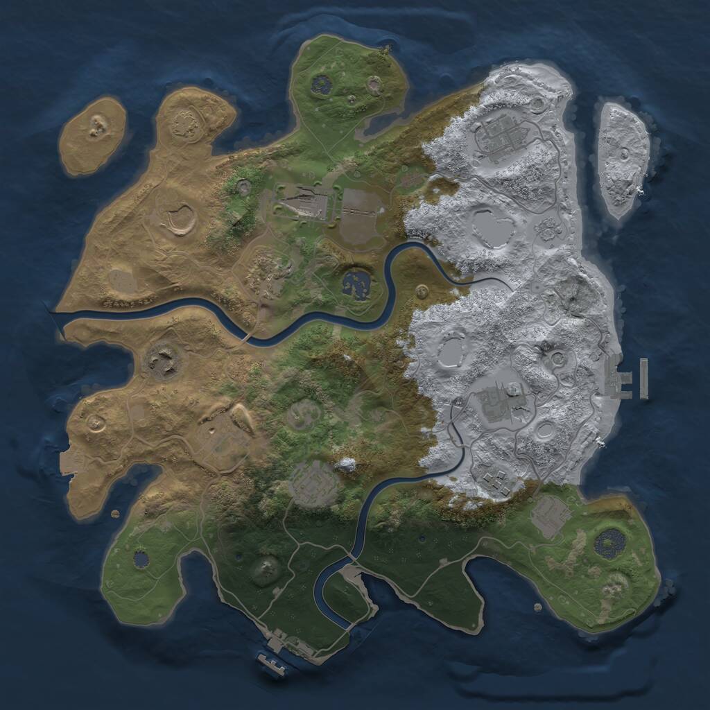 Rust Map: Procedural Map, Size: 3500, Seed: 3904163, 18 Monuments