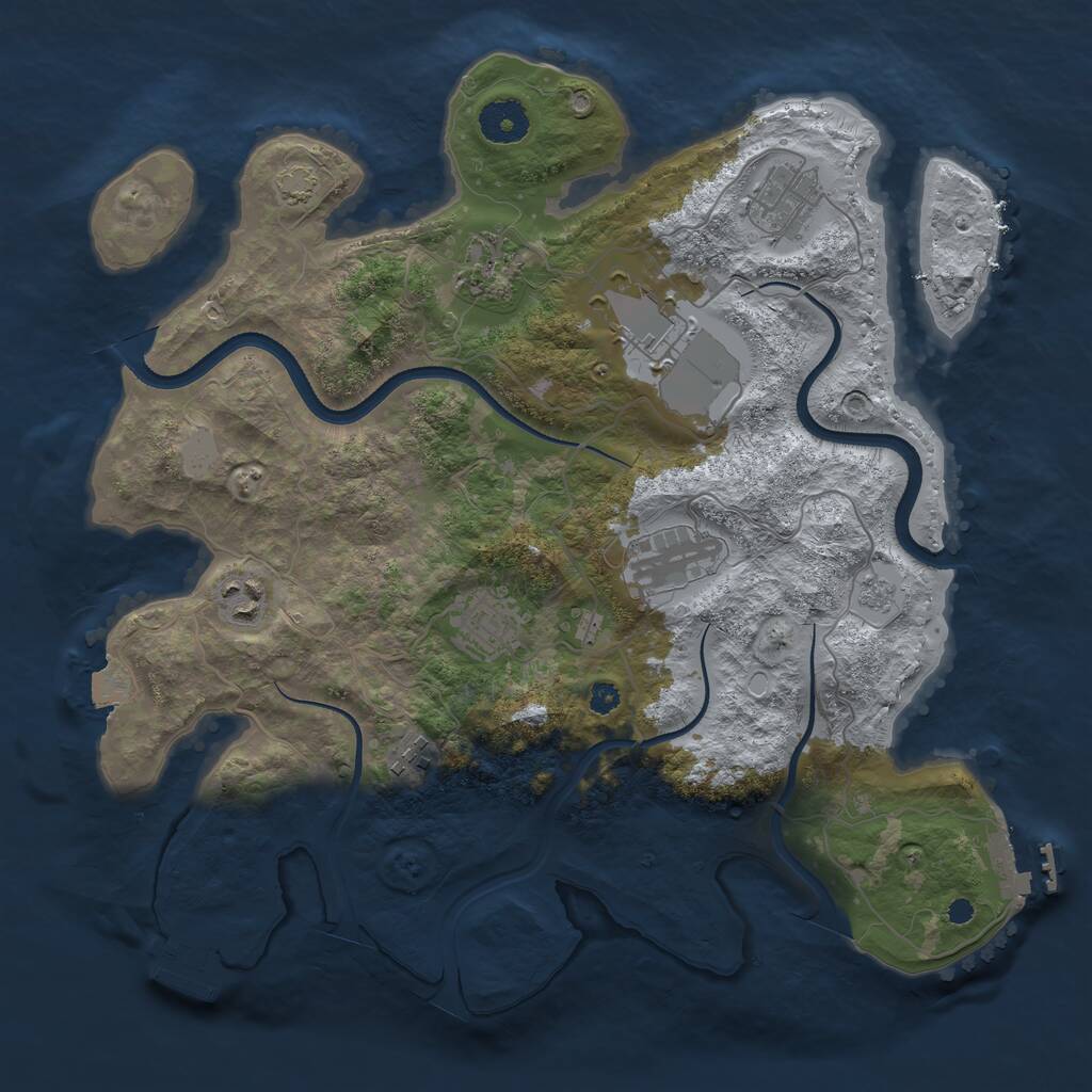 Rust Map: Procedural Map, Size: 3500, Seed: 3904163, 12 Monuments