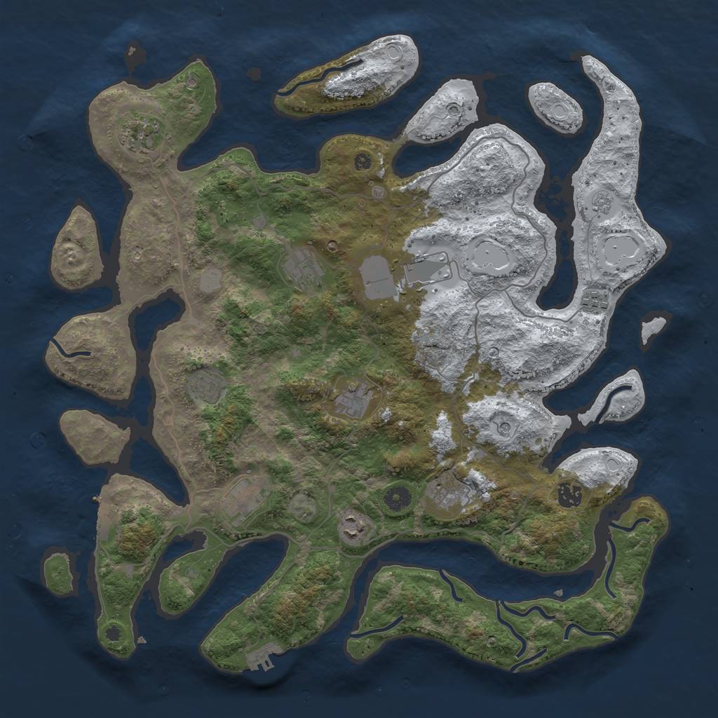 Rust Map: Procedural Map, Size: 4250, Seed: 1401695647, 19 Monuments