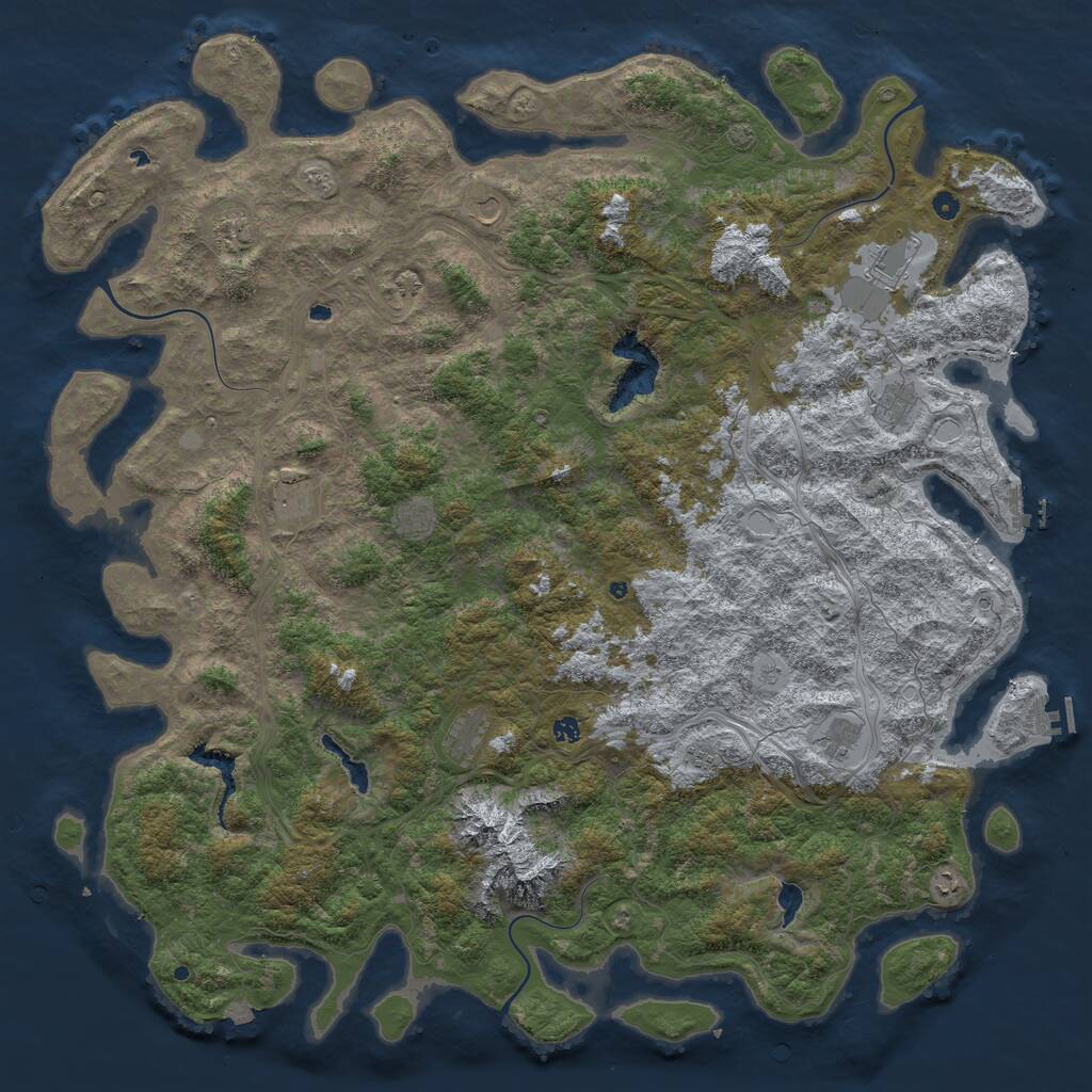 Rust Map: Procedural Map, Size: 6000, Seed: 633583015, 17 Monuments