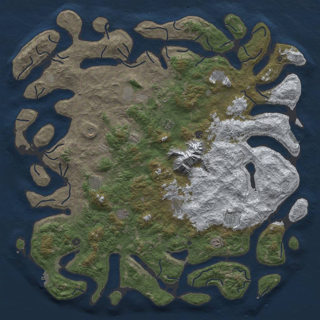 Rust Map: Procedural Map, Size: 6000, Seed: 633583015, 20 Monuments