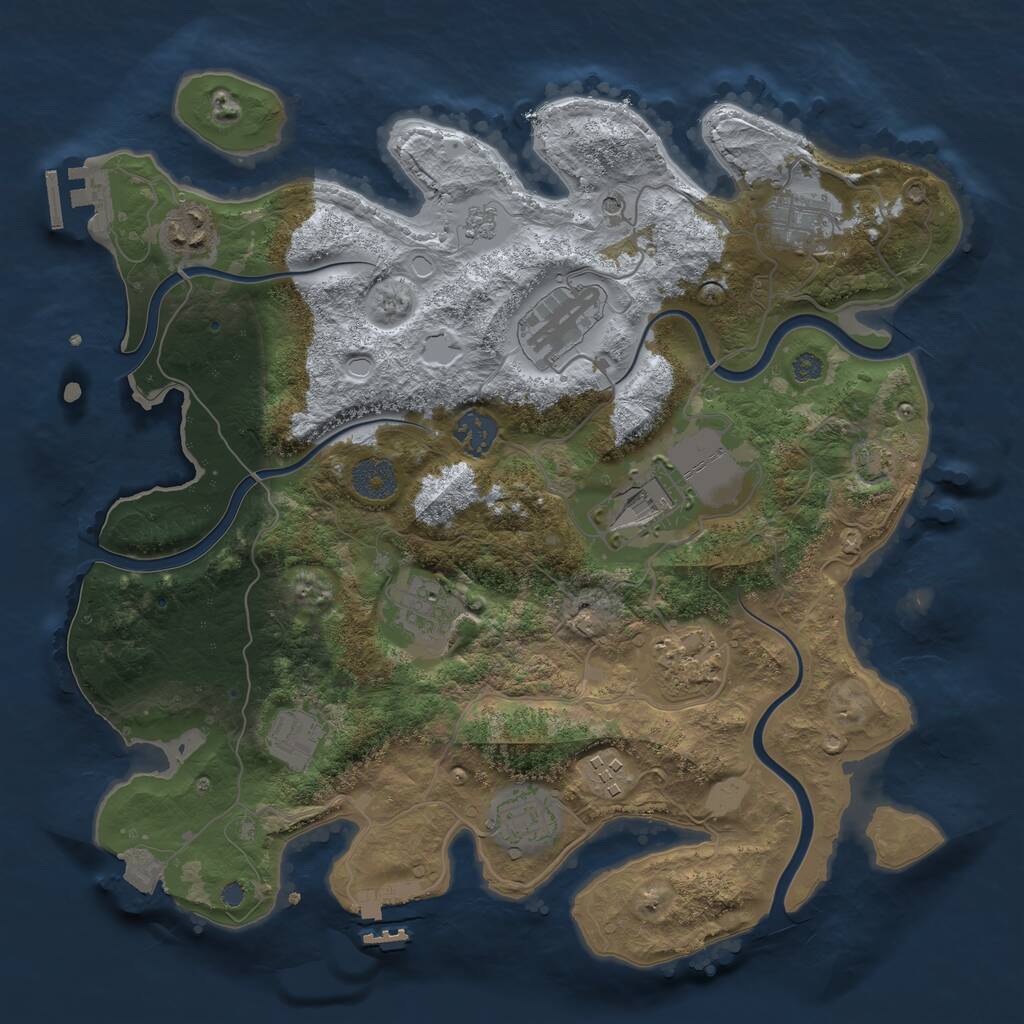 Rust Map: Procedural Map, Size: 3500, Seed: 3559878, 17 Monuments