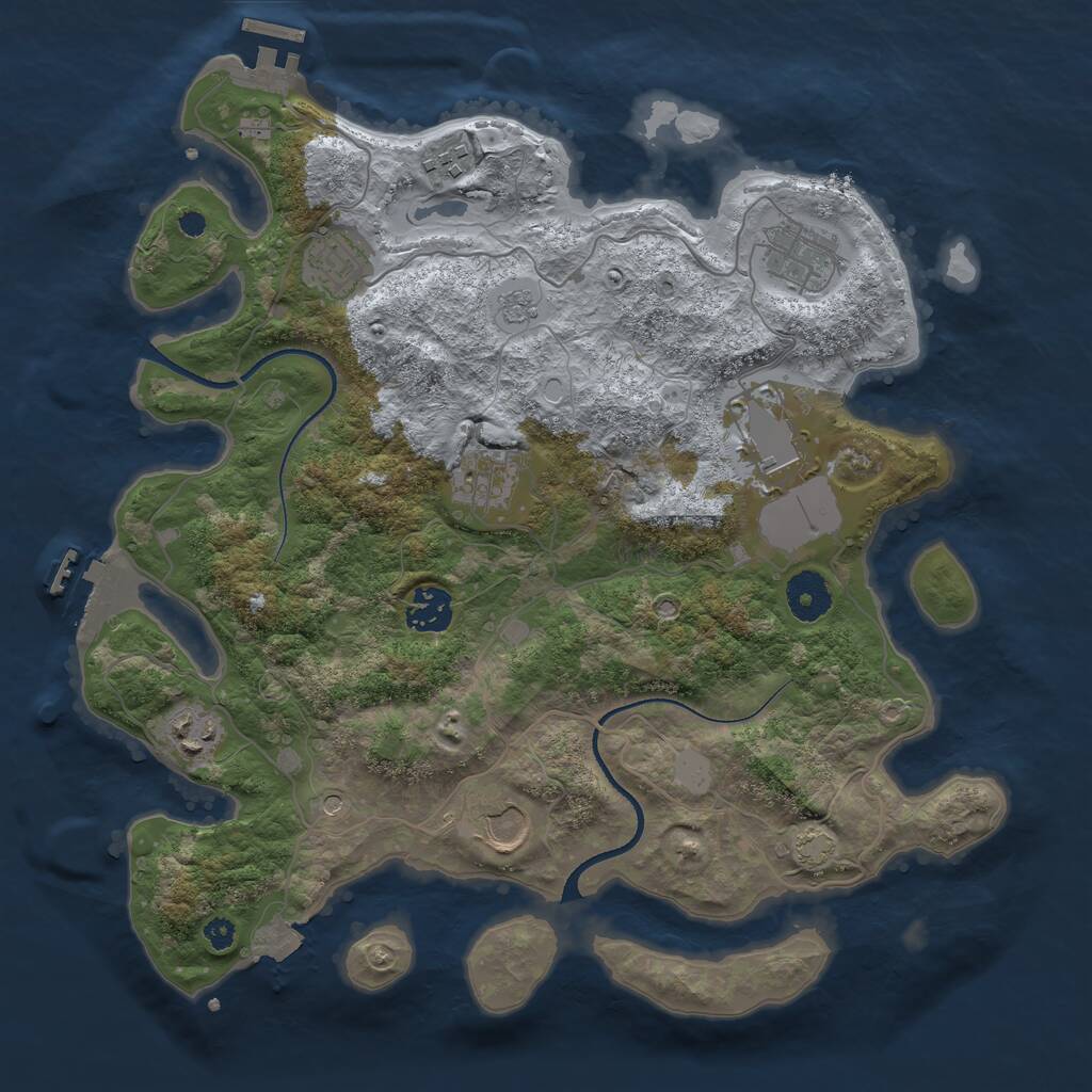 Rust Map: Procedural Map, Size: 3500, Seed: 819971, 14 Monuments
