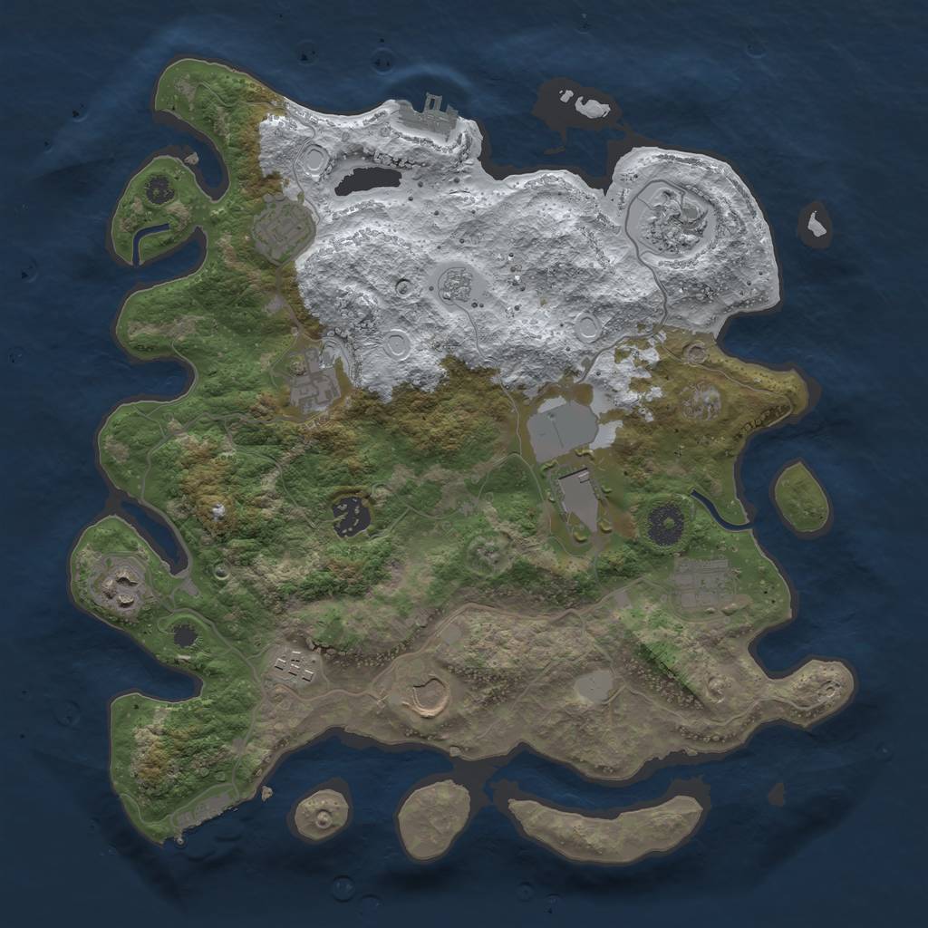 Rust Map: Procedural Map, Size: 3500, Seed: 819971, 17 Monuments