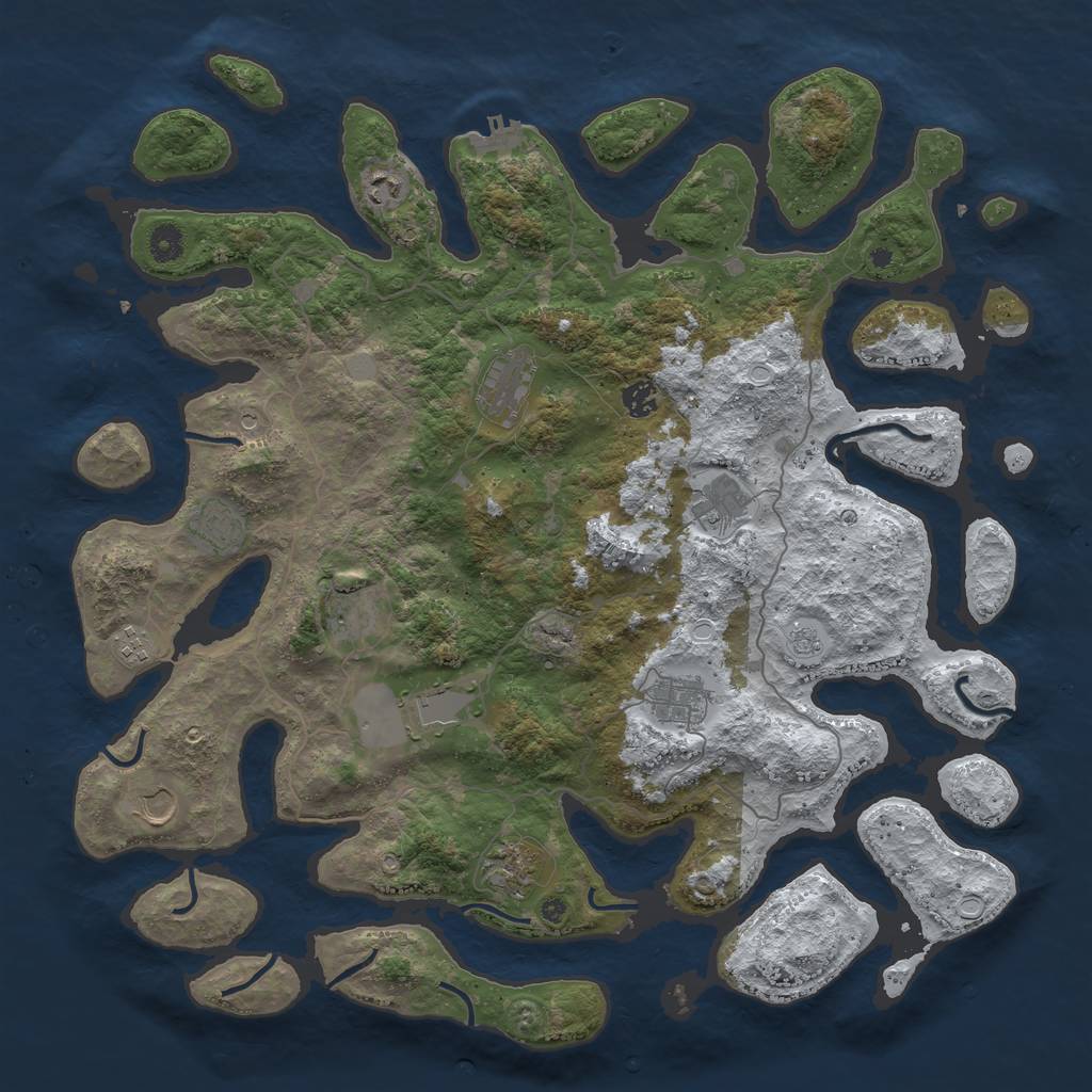 Rust Map: Procedural Map, Size: 4500, Seed: 538681, 19 Monuments