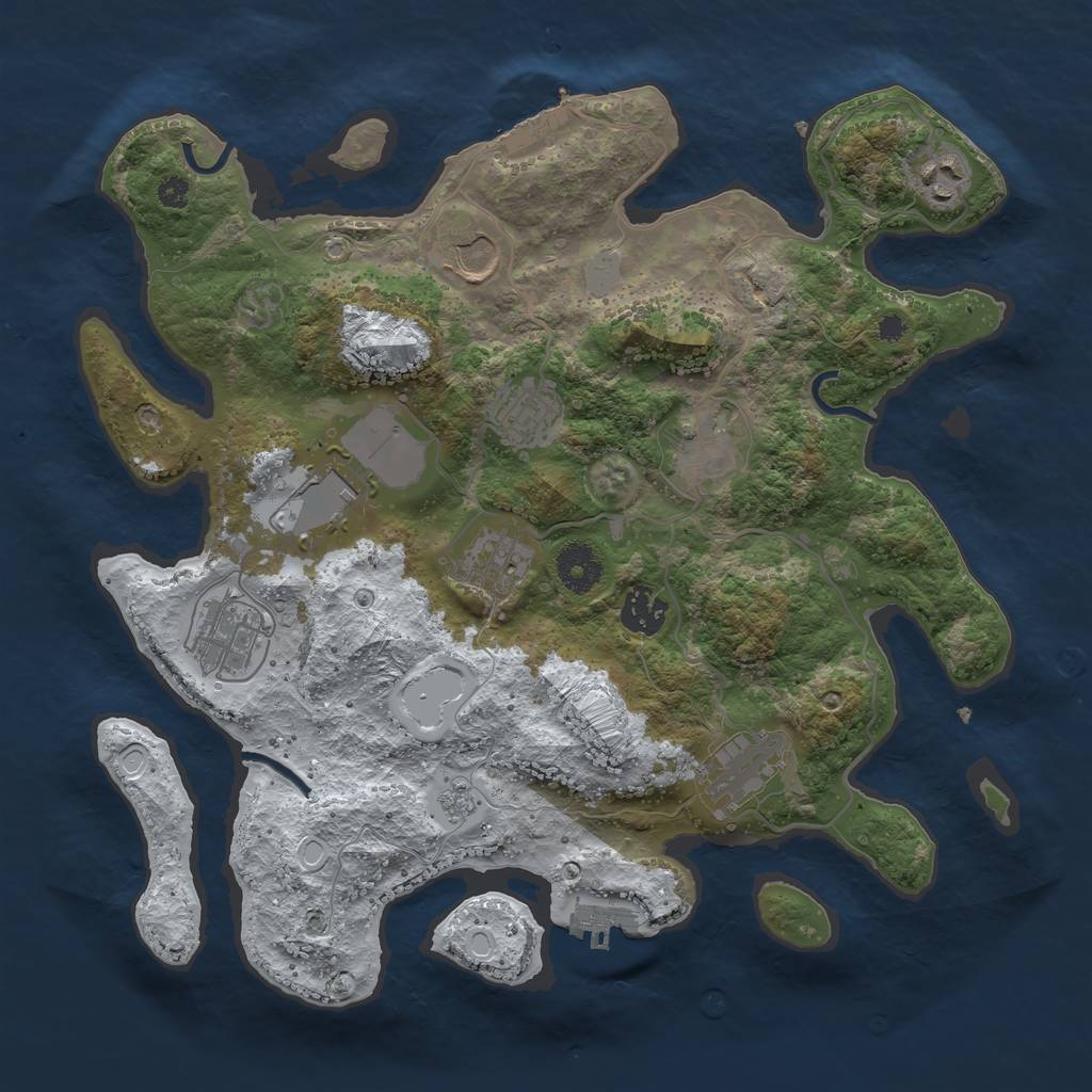 Rust Map: Procedural Map, Size: 3500, Seed: 766705, 17 Monuments