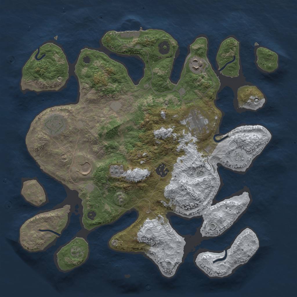 Rust Map: Procedural Map, Size: 3500, Seed: 4080668, 14 Monuments