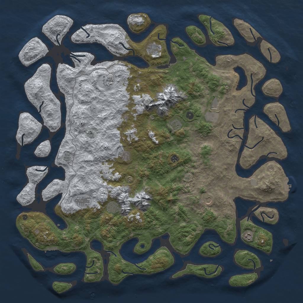 Rust Map: Procedural Map, Size: 6000, Seed: 689995904, 20 Monuments