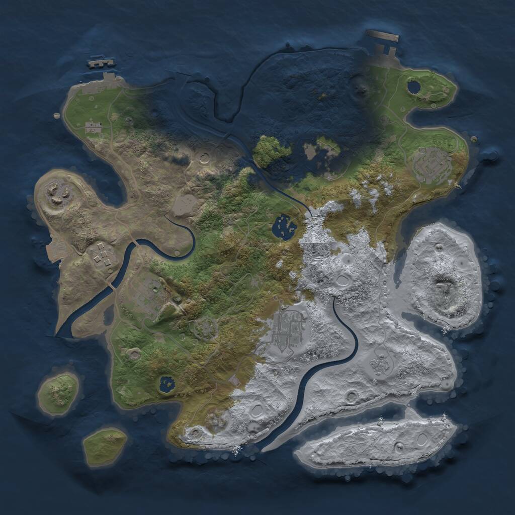 Rust Map: Procedural Map, Size: 3200, Seed: 445, 13 Monuments