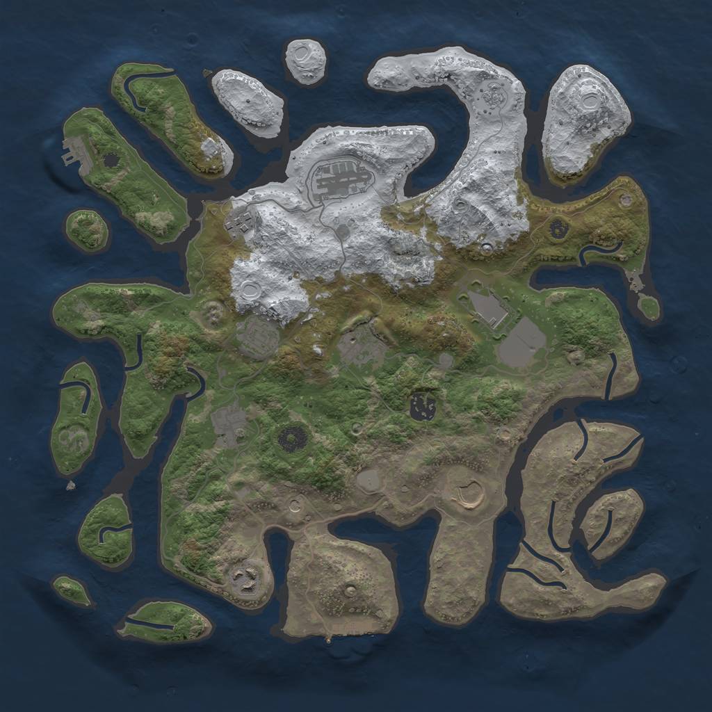 Rust Map: Procedural Map, Size: 3850, Seed: 500455100, 18 Monuments