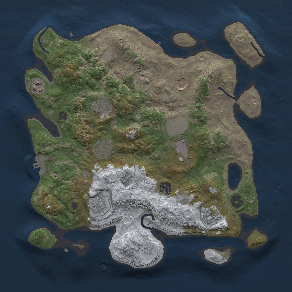 Rust Map: Procedural Map, Size: 3500, Seed: 2604618, 18 Monuments