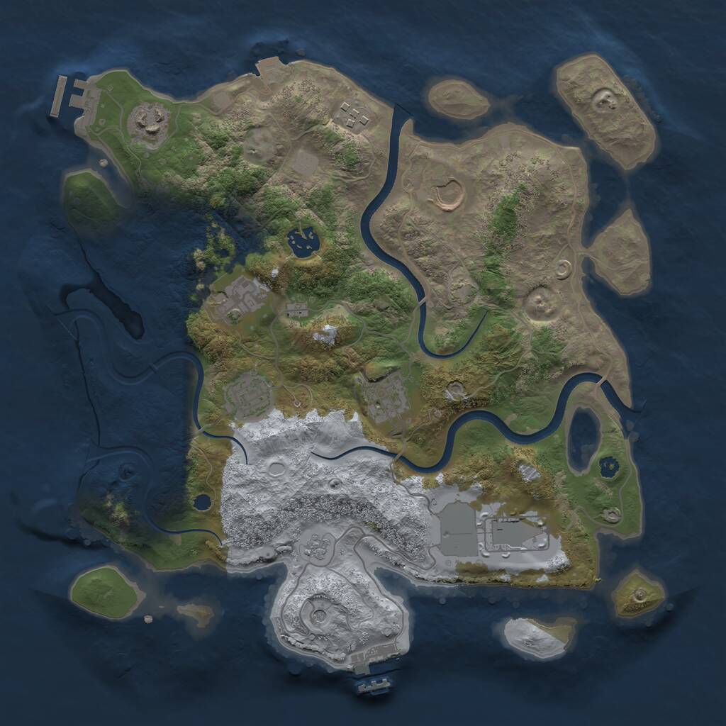 Rust Map: Procedural Map, Size: 3500, Seed: 2604618, 14 Monuments