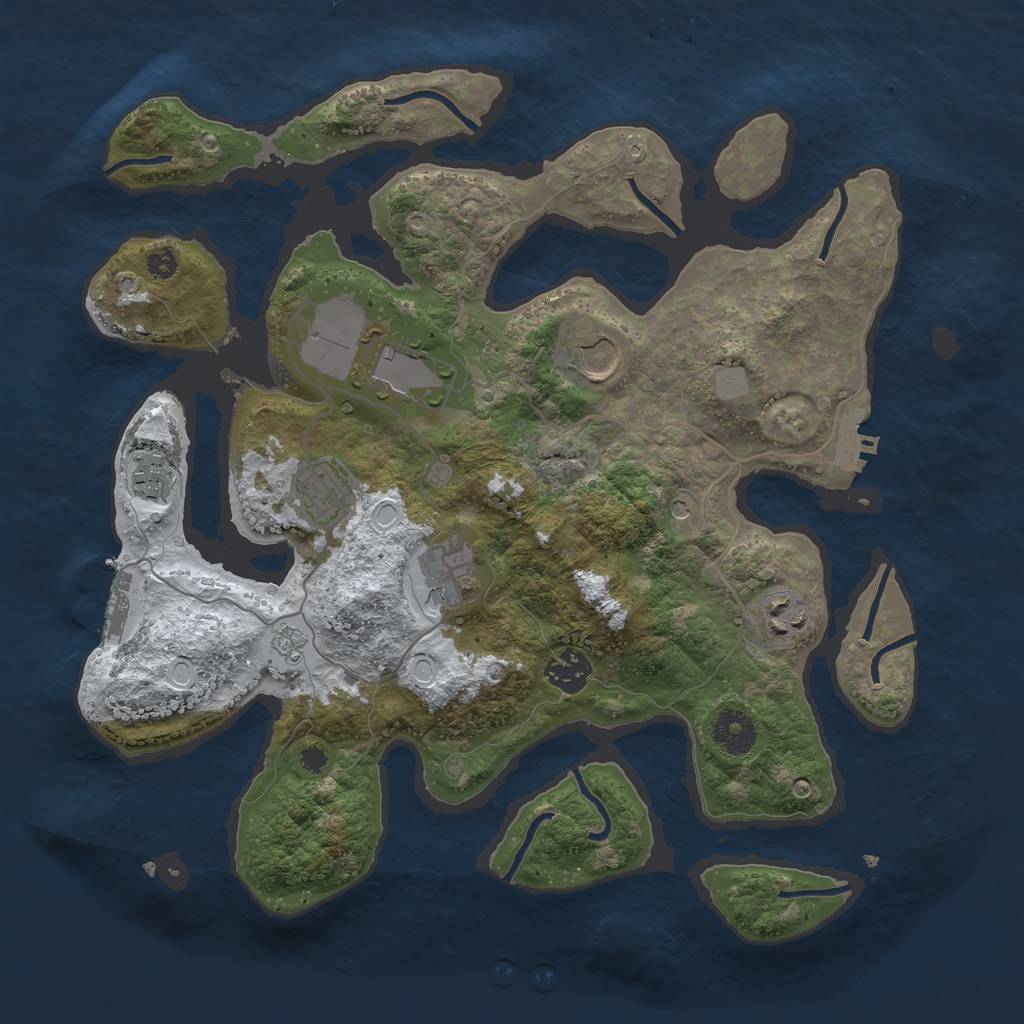 Rust Map: Procedural Map, Size: 3500, Seed: 460724758, 16 Monuments