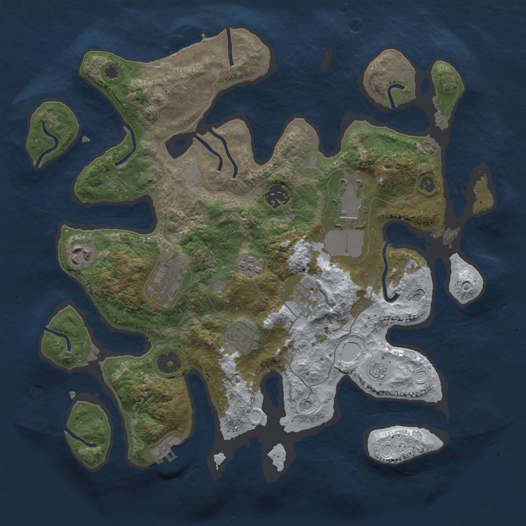 Rust Map: Procedural Map, Size: 3500, Seed: 5906769, 16 Monuments