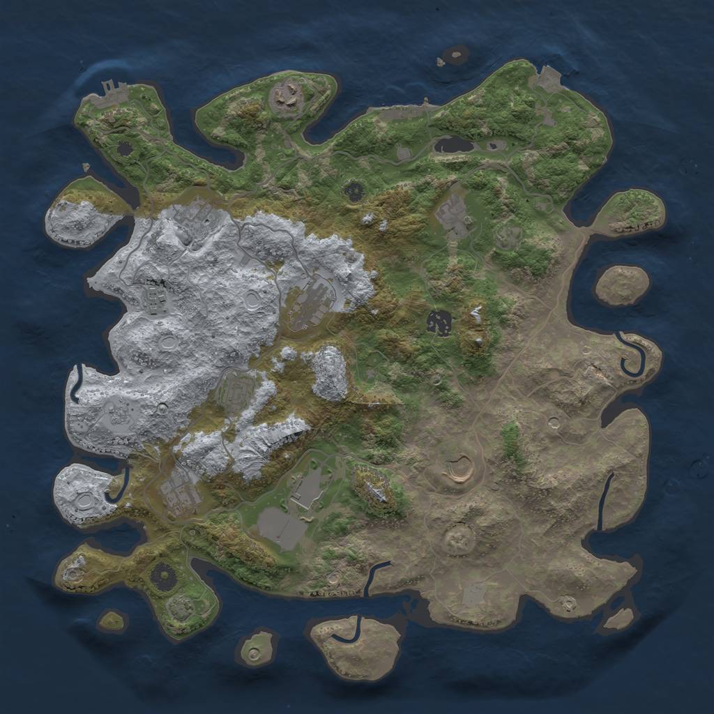 Rust Map: Procedural Map, Size: 4000, Seed: 7019252, 18 Monuments