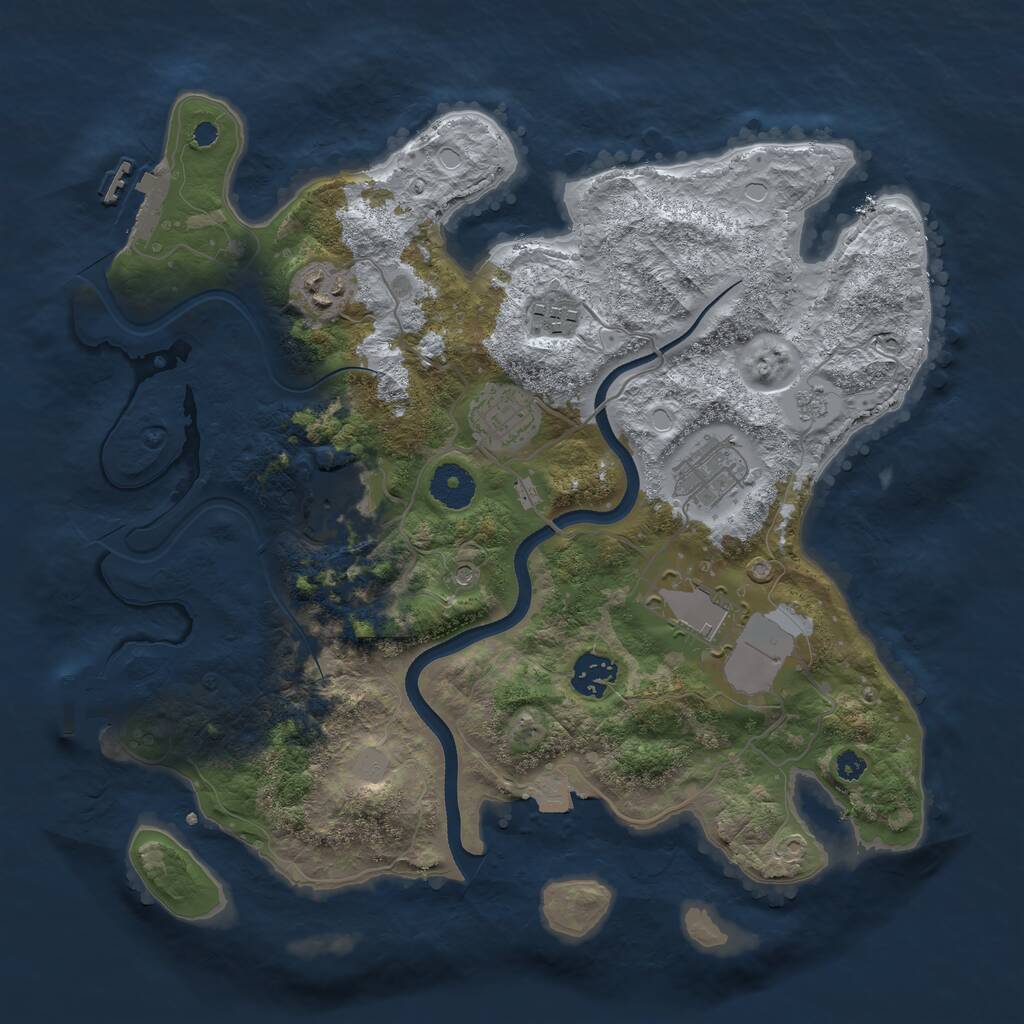 Rust Map: Procedural Map, Size: 3500, Seed: 2960624, 13 Monuments