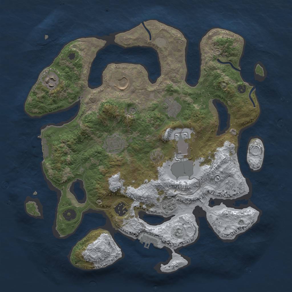 Rust Map: Procedural Map, Size: 3500, Seed: 3747740, 16 Monuments