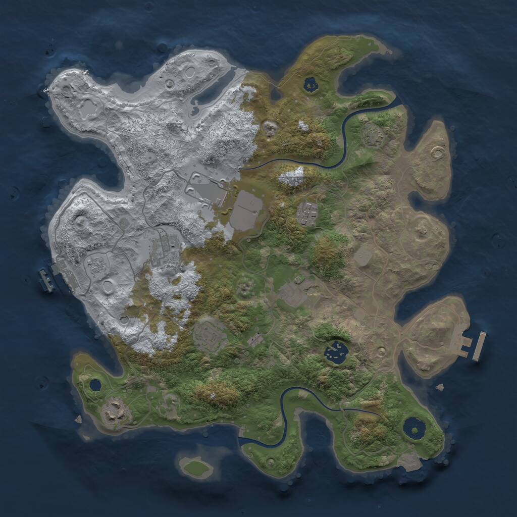 Rust Map: Procedural Map, Size: 3500, Seed: 4236590, 13 Monuments