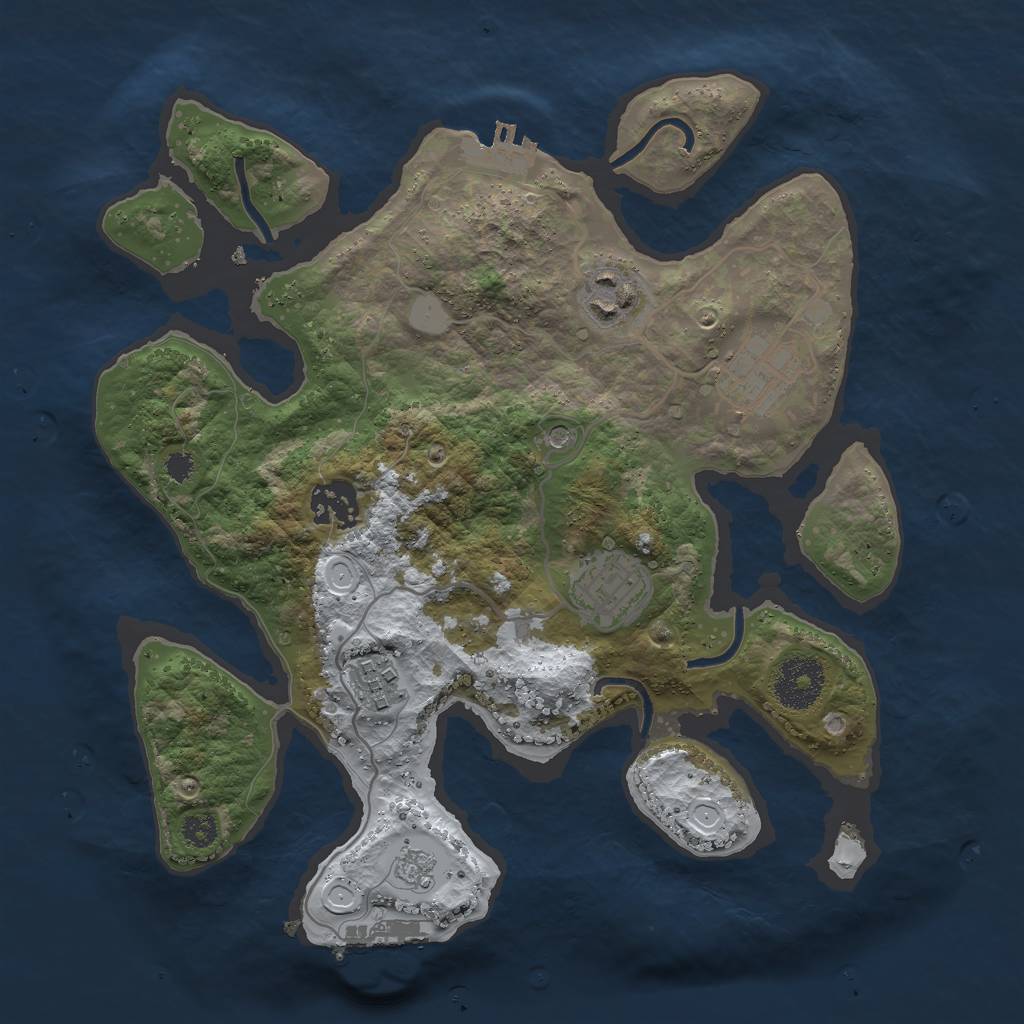 Rust Map: Procedural Map, Size: 3000, Seed: 124589417, 14 Monuments