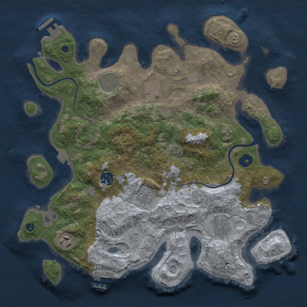 Rust Map: Procedural Map, Size: 3500, Seed: 1243195, 12 Monuments