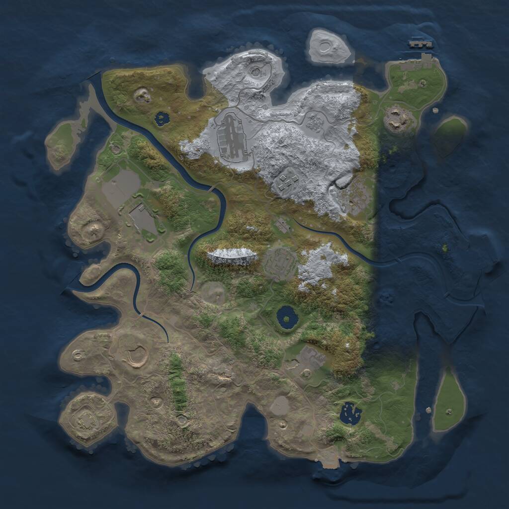 Rust Map: Procedural Map, Size: 3500, Seed: 5582081, 15 Monuments